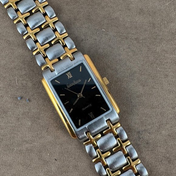 NEIMAN MARCUS Silver & Gold-Tone 8 Inch Art Deco Styled Tank Watch - Picture 2 of 9